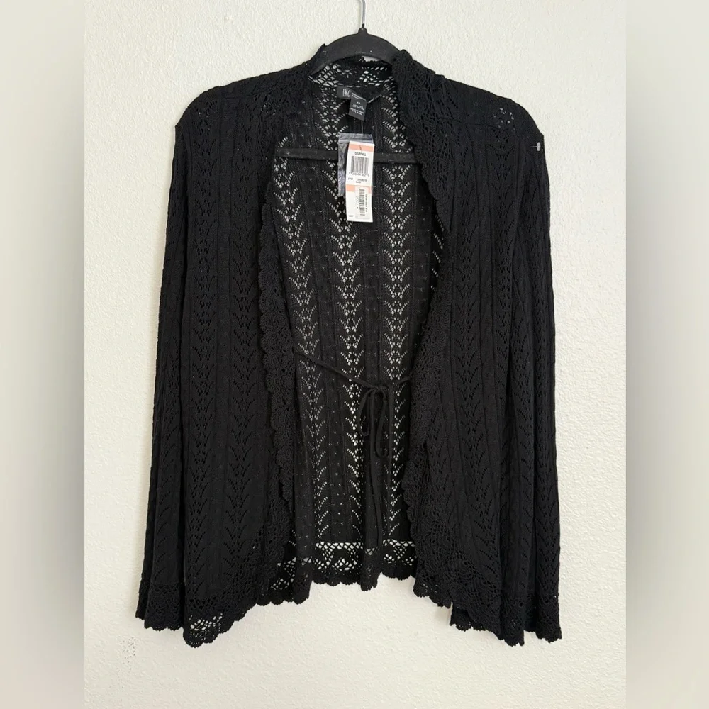 INC International Concepts Black Lace Cardigan - Picture 2 of 6